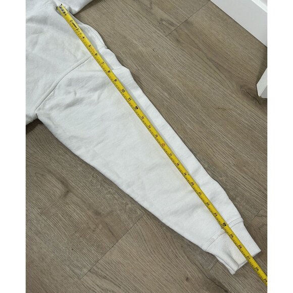 Champion Powerblend Fleece White Grey Chest Logo Pullover Hoodie Size M - Picture 9 of 9